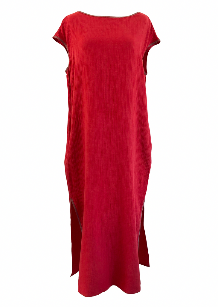 robe vagabonde longue framboise gaze de coton biologique chanvre légère souple confortable anti-uv UPF50 écoresponsable éthique ombrelle