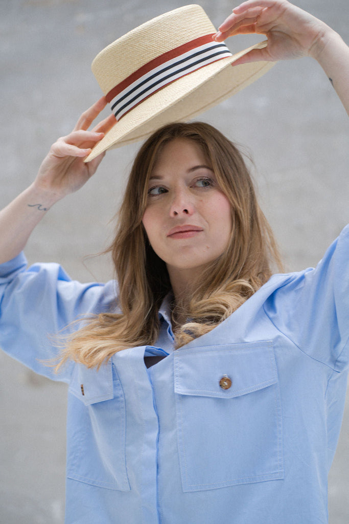 chapeau femme exploratrice paille panama fabrication traditionnelle à la main en France accessoire sophistiqué anti-uv UPF50 écoresponsable éthique
