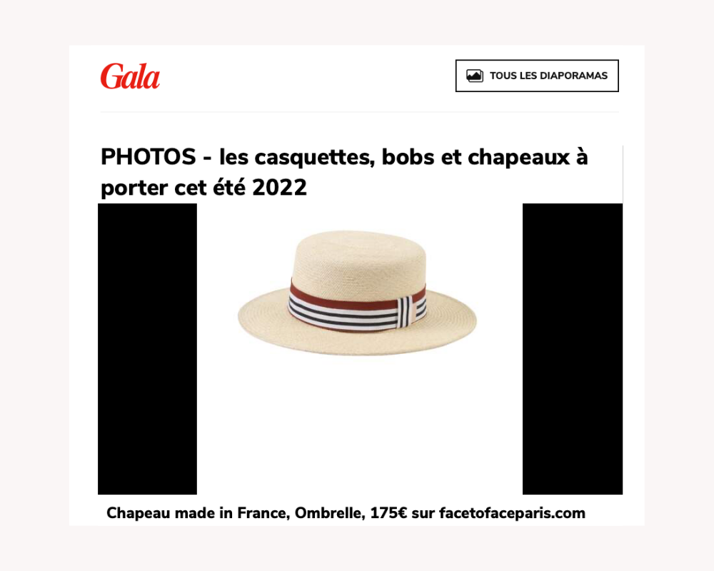 Ombrelle dans la sélection GALA magazine : les casquettes, bobs et chapeaux à porter cet été 2022