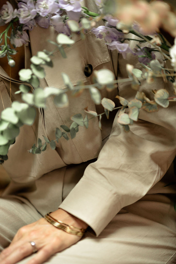 chemise surchemise femme beige coton tencel oekotex fluide confortable intemporelle saharienne anti-uv UPF50 fabriqué en France écoresponsable éthique