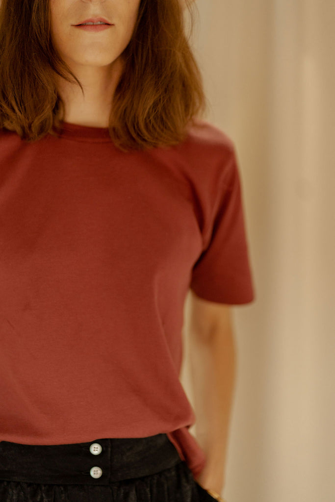 Tee-shirt anti-UV femme Anglet rayure mandarine – Les
