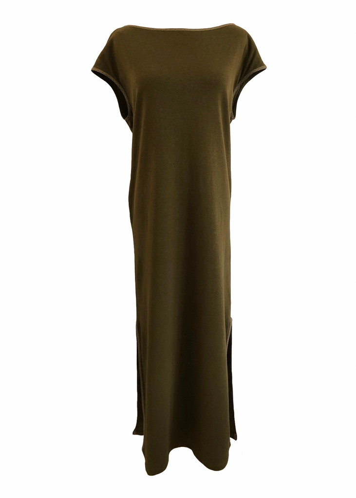 robe vagabonde longue kaki gaze de coton biologique chanvre légère souple confortable anti-uv UPF50 écoresponsable éthique ombrelle