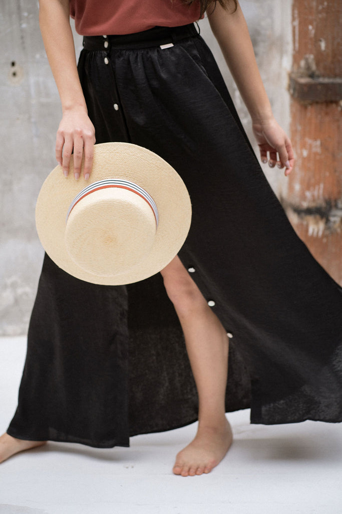 chapeau femme exploratrice paille panama fabrication traditionnelle à la main en France accessoire sophistiqué anti-uv UPF50 écoresponsable éthique ombrelle